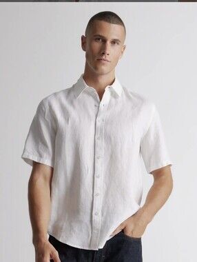Quince Men's  European 100% Linen Relaxed  Short-Sleeve Shirt XL